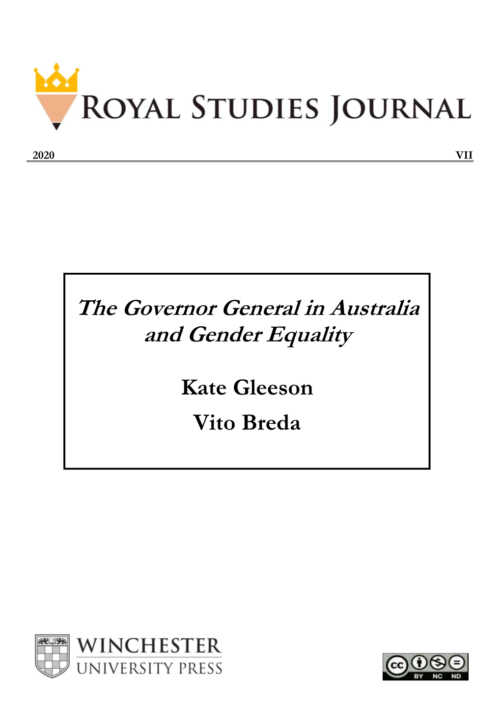 The Governor General in Australia and Gender Equality