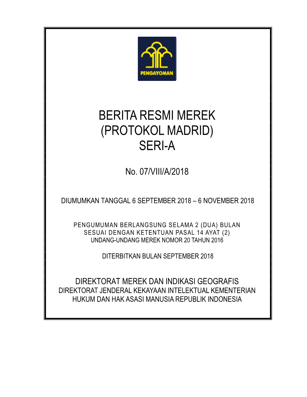 Berita Resmi Merek (Protokol Madrid) Seri-A