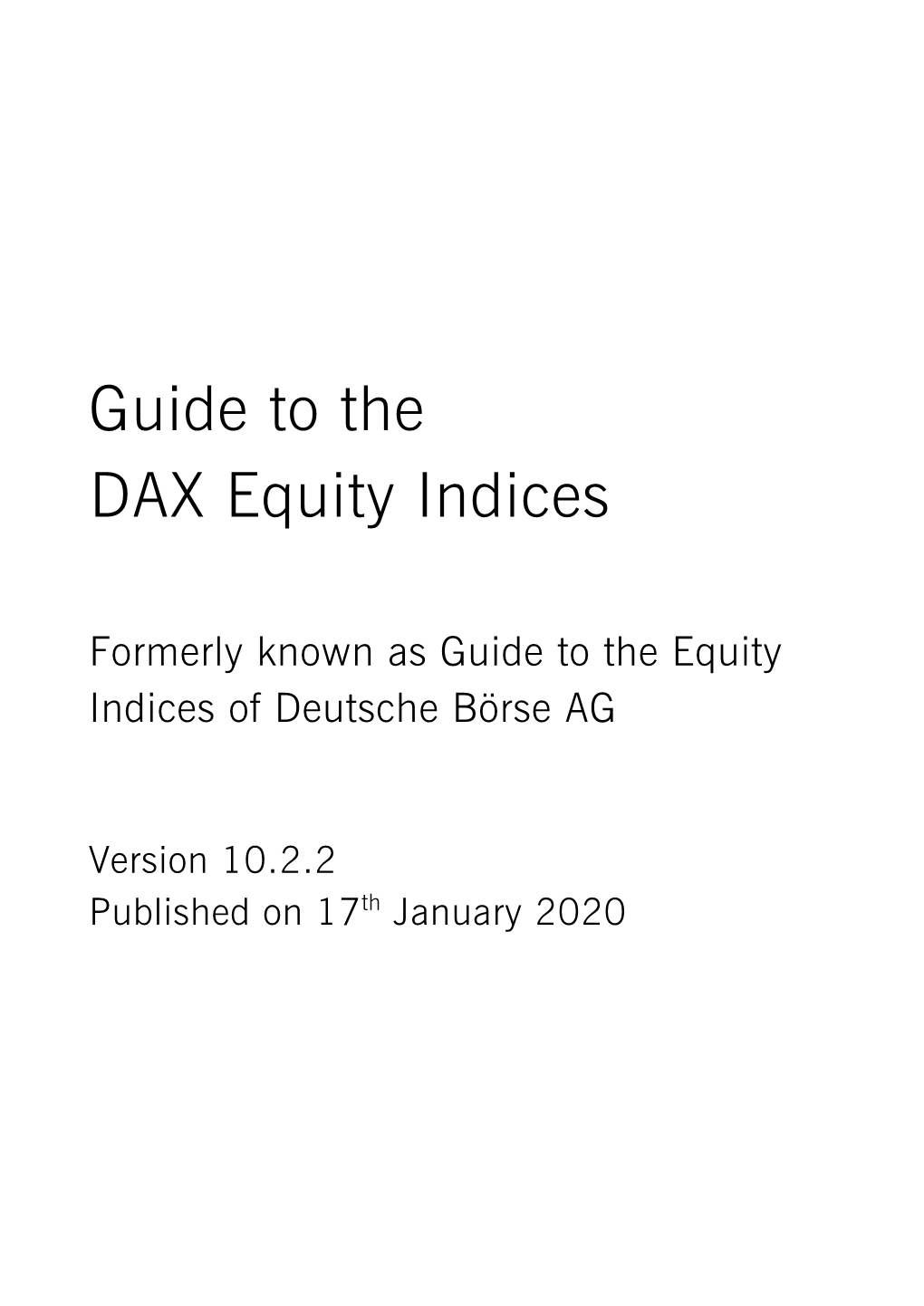 Guide to the DAX Equity Indices