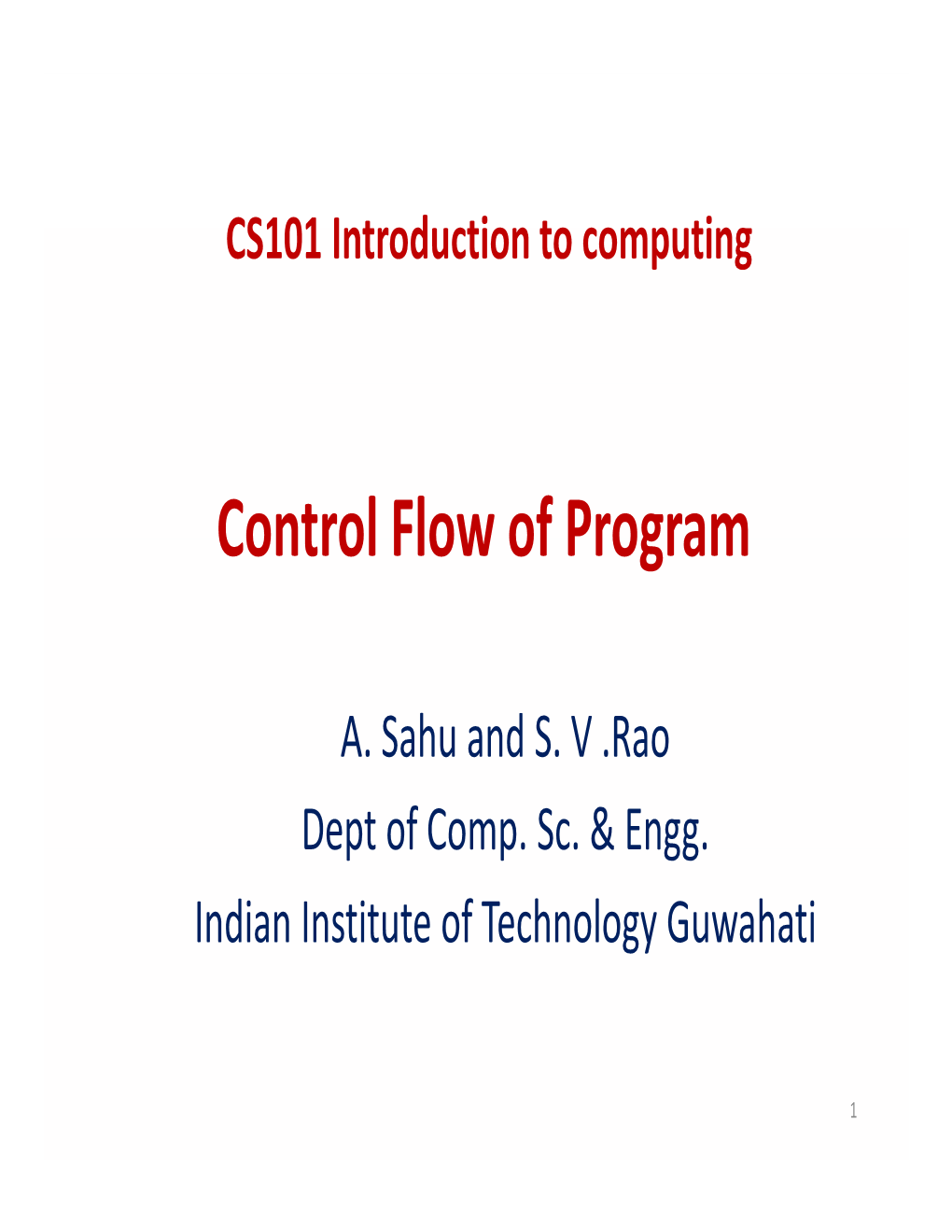 Control Flow of Program