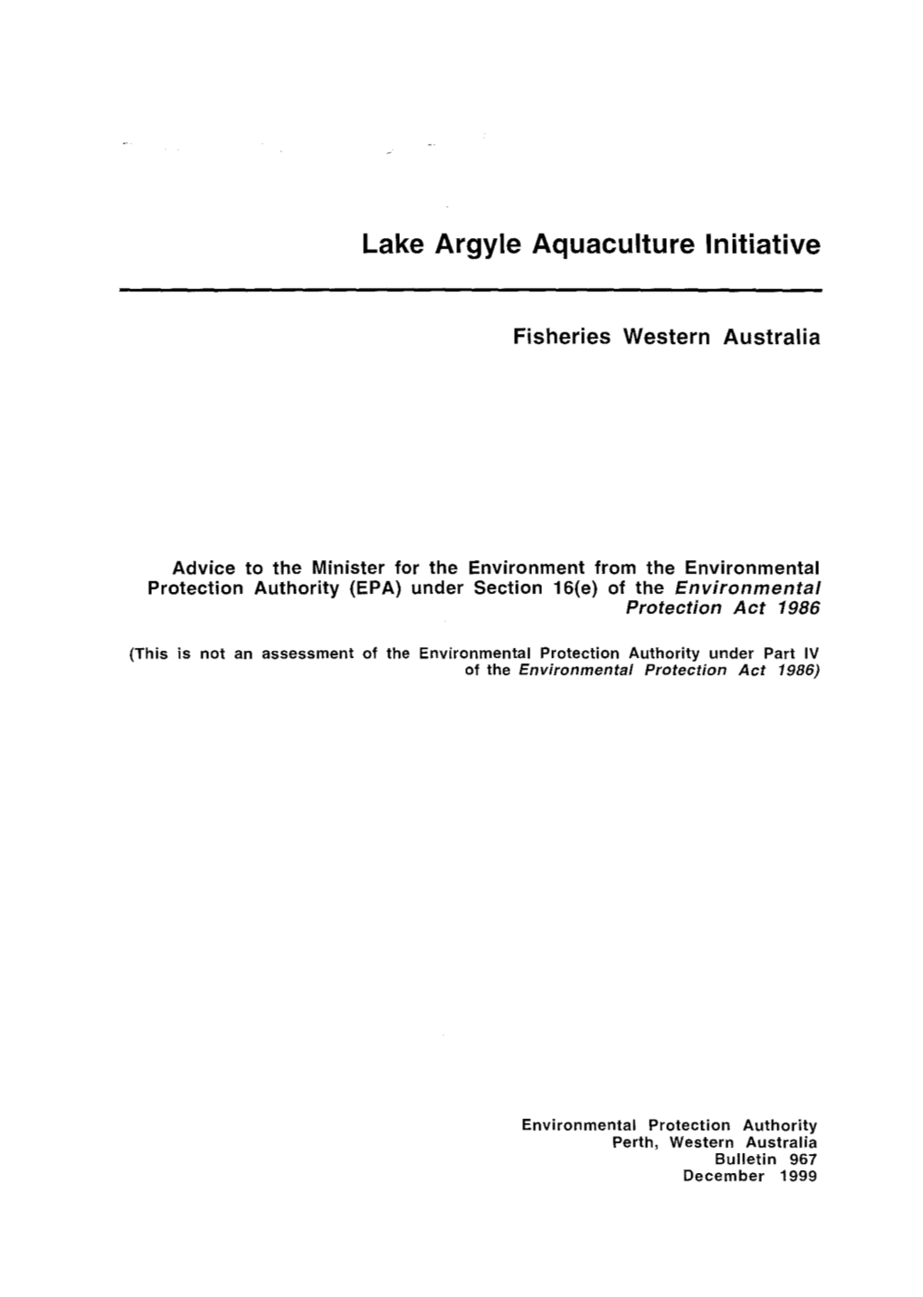 Lake Argyle Aquaculture Initiative