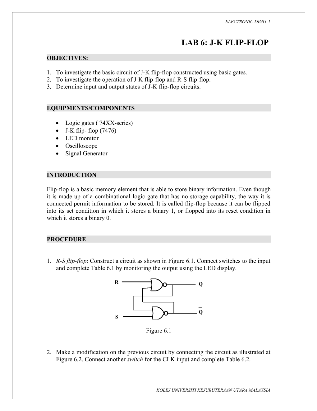 Lab 6: J-K Flip-Flop