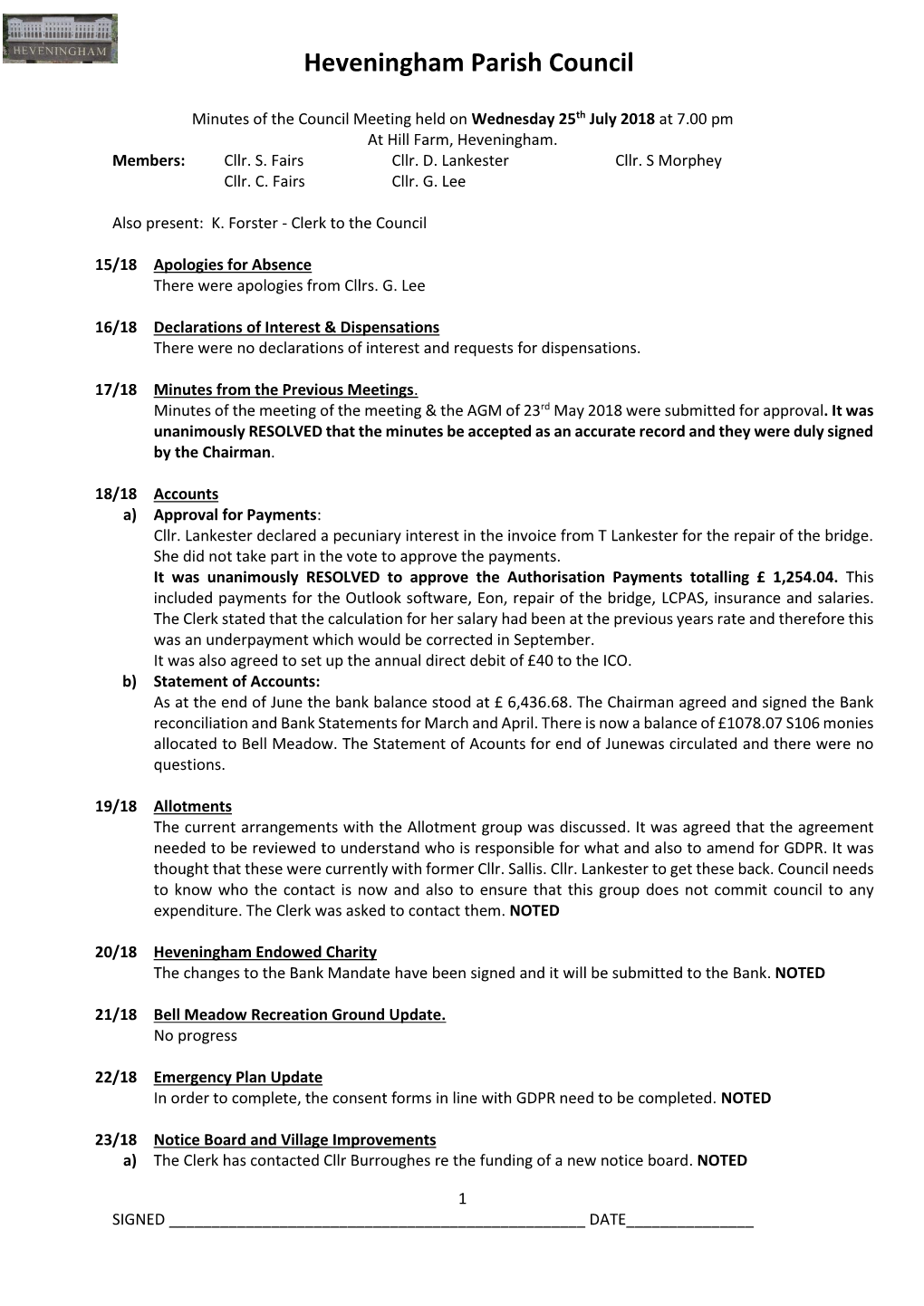 Heveningham Parish Council