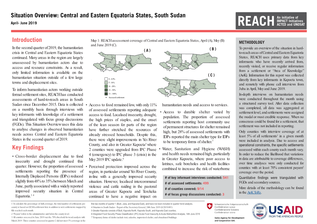 Situation Overview: Central and Eastern Equatoria States, South Sudan April- June 2019