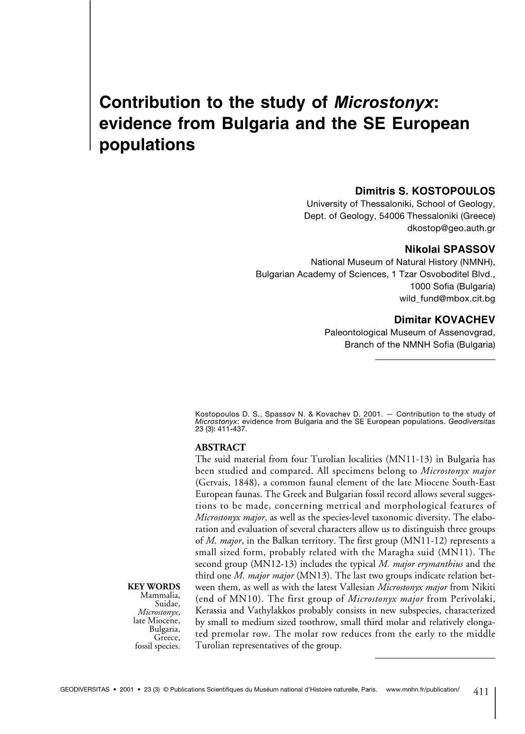 Contribution to the Study of Microstonyx: Evidence from Bulgaria and the SE European Populations