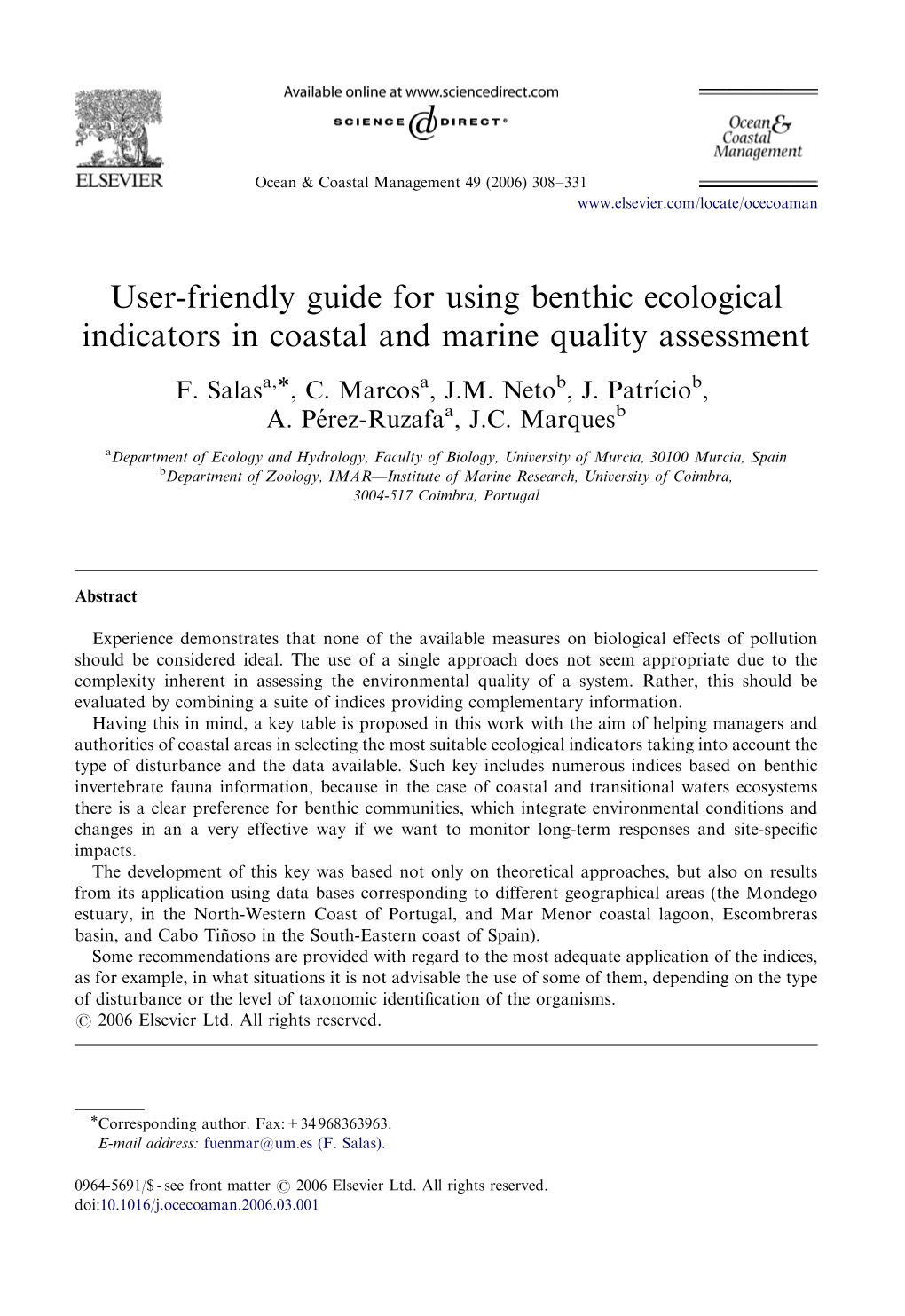 User-Friendly Guide for Using Benthic Ecological Indicators in Coastal and Marine Quality Assessment