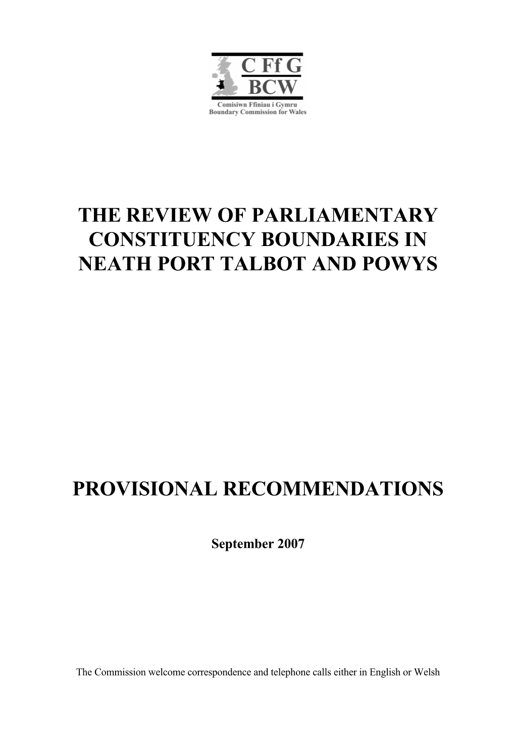 The Review of Parliamentary Constituency Boundaries in Neath Port Talbot and Powys