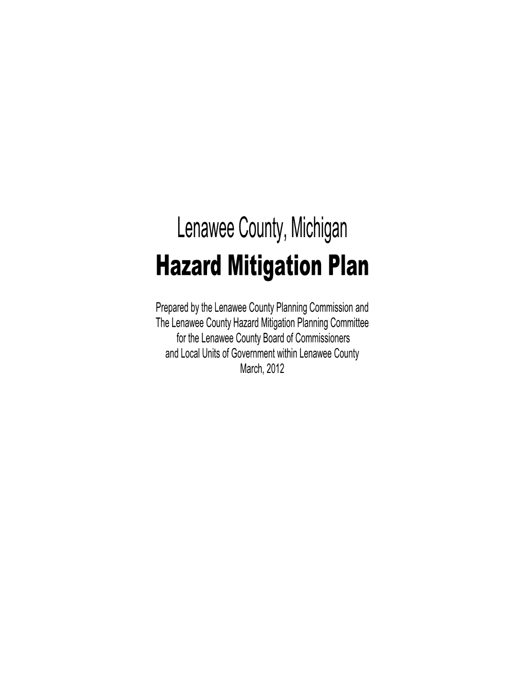 Lenawee County, Michigan Hazard Mitigation Plan