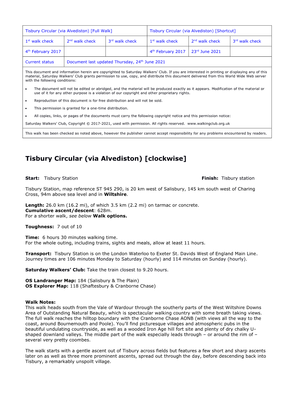 Tisbury Circular Via Alvediston Clockwise Option