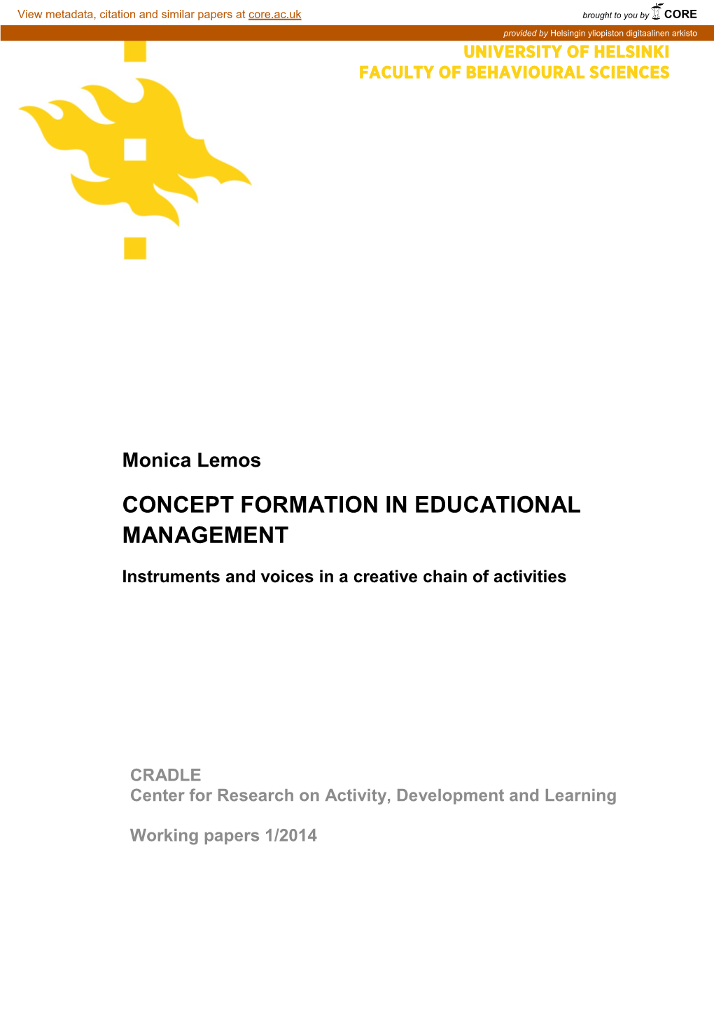 Concept Formation in Educational Management