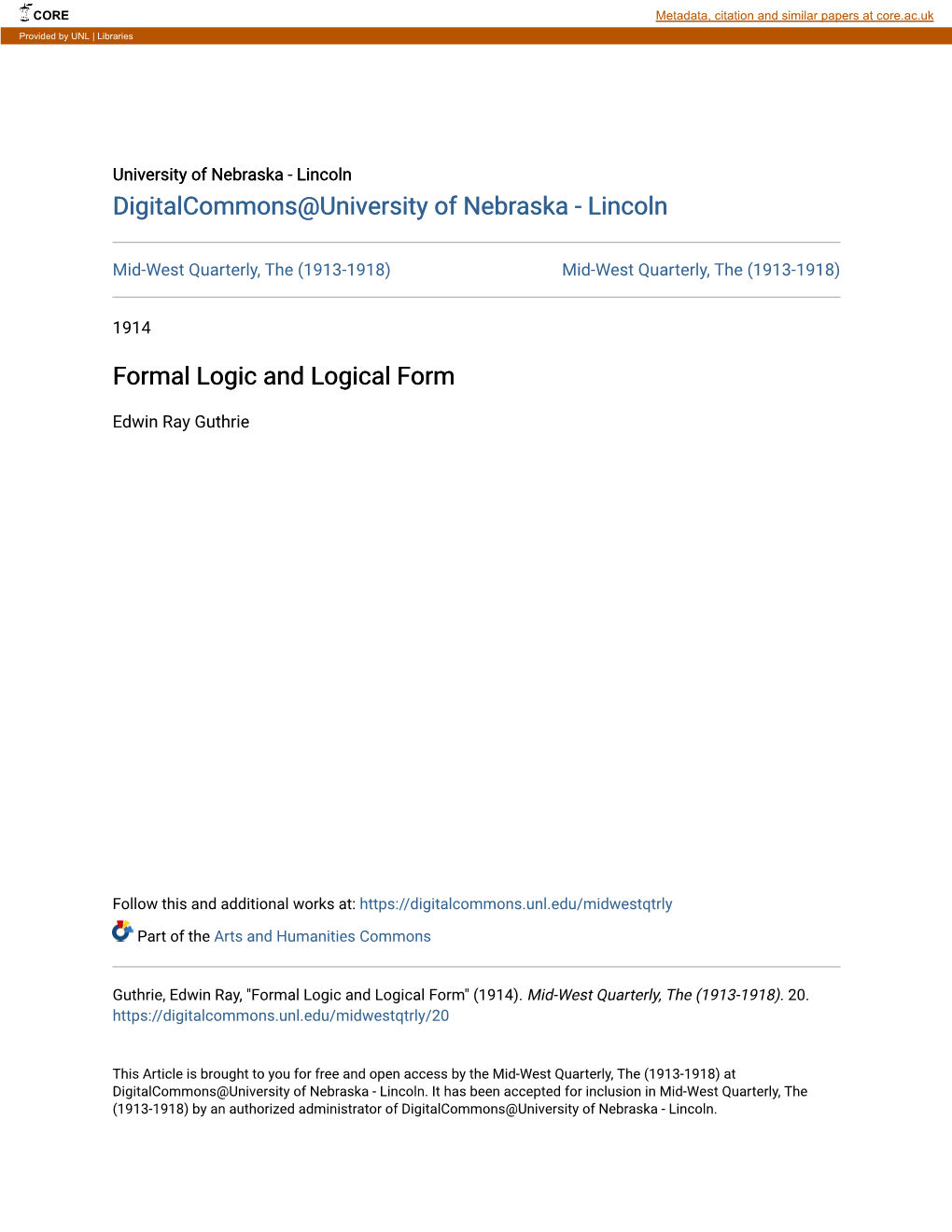 Formal Logic and Logical Form