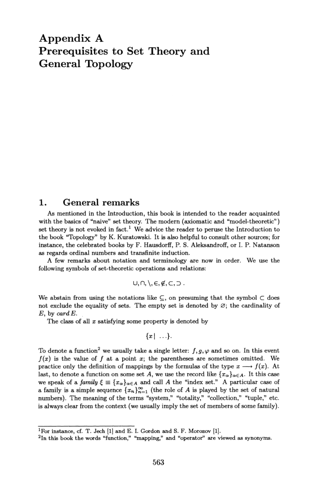 Appendix a Prerequisites to Set Theory and General Topology