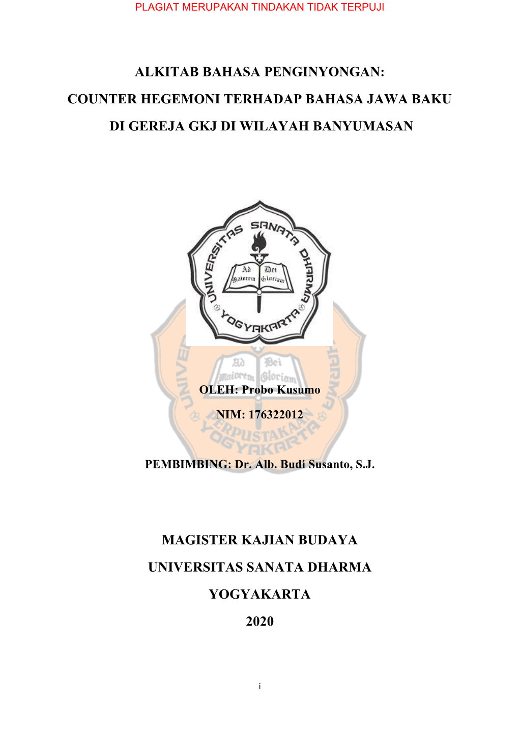 Counter Hegemoni Terhadap Bahasa Jawa Baku Di Gereja Gkj Di Wilayah Banyumasan