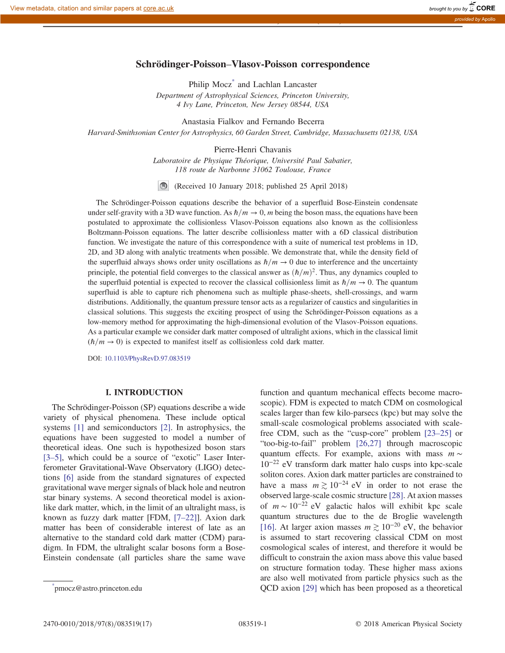 Schrödinger-Poisson–Vlasov-Poisson Correspondence