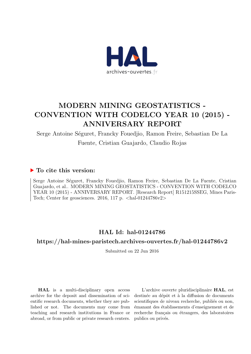 Modern Mining Geostatistics