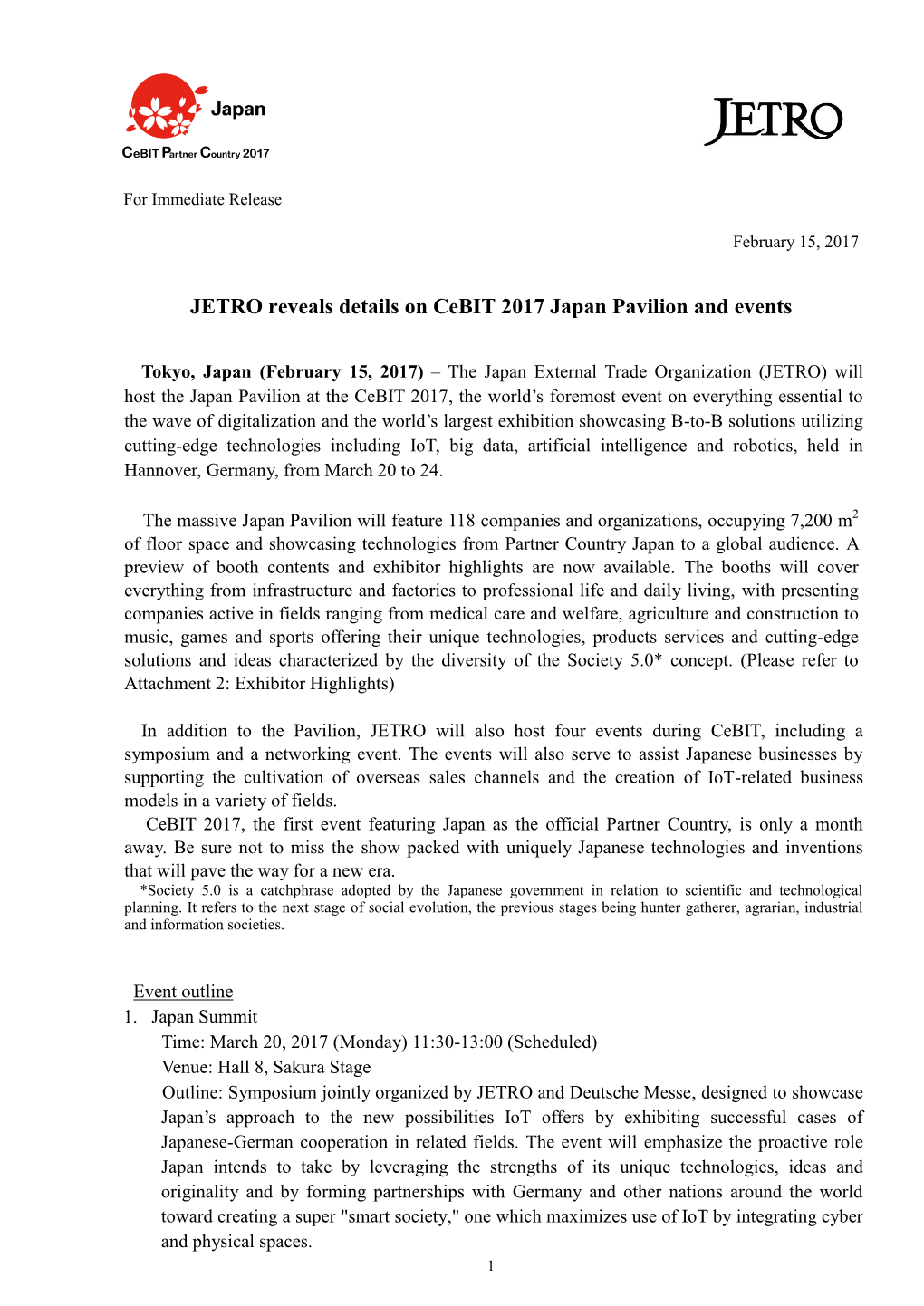 JETRO Reveals Details on Cebit 2017 Japan Pavilion and Events