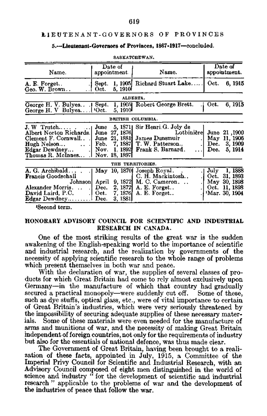 619 One of the Most Striking Results of the Great War Is the Sudden