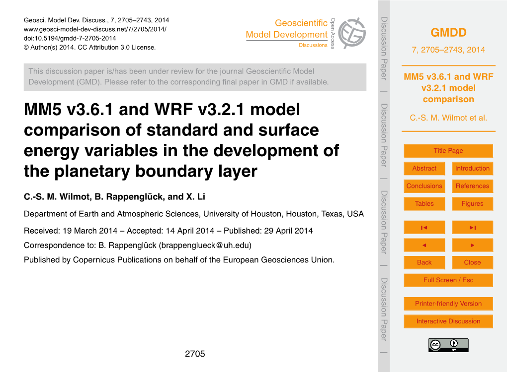 MM5 V3.6.1 and WRF V3.2.1 Model Comparison