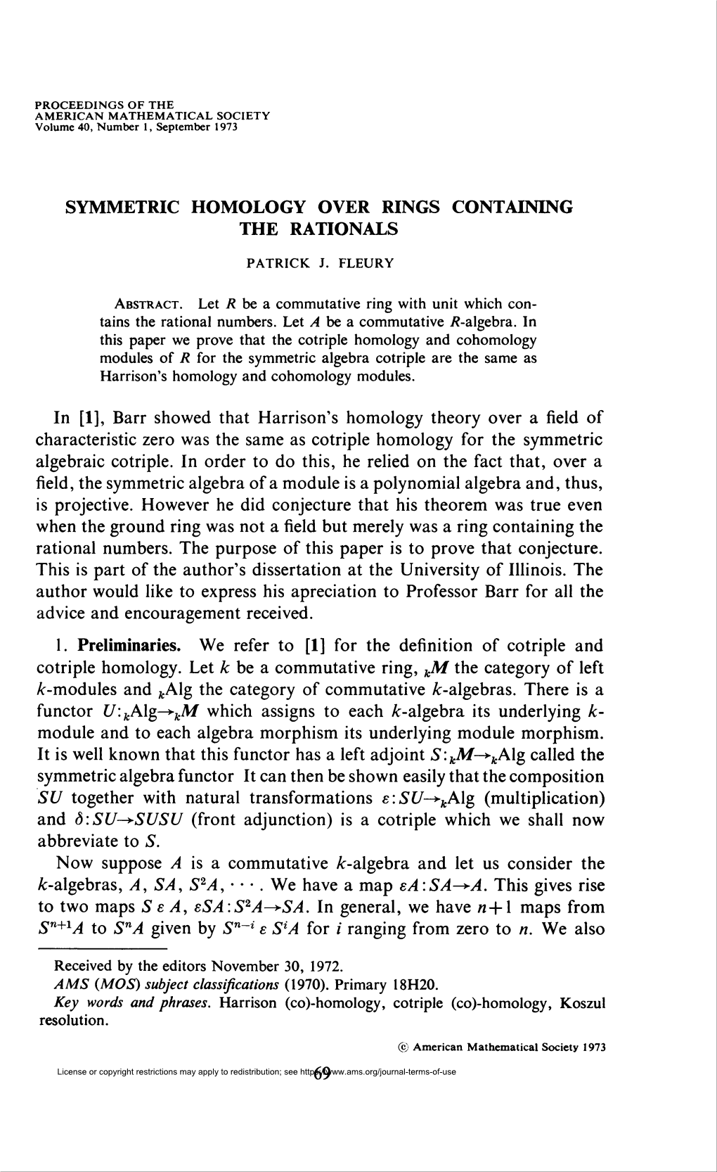 Symmetric Homology Over Rings Containing the Rationals