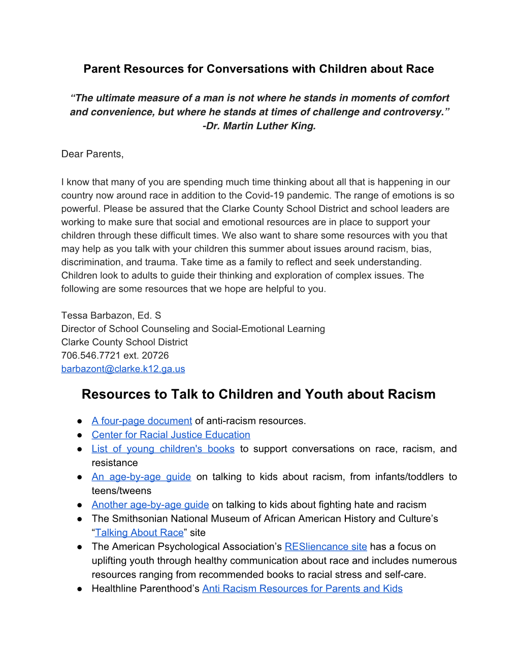 Resources to Talk to Children and Youth About Racism