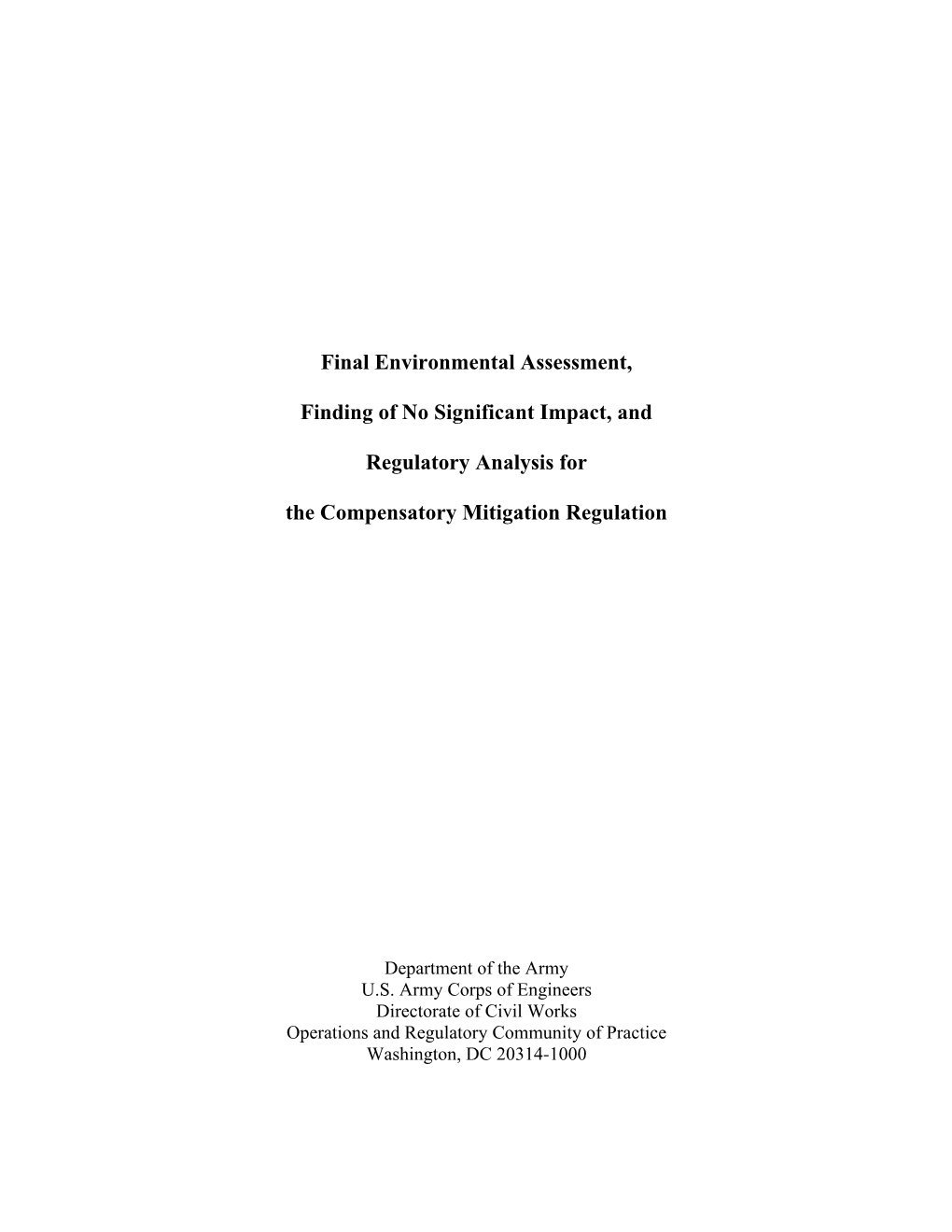 Compensatory Mitigation Rule Final Environmental Assessment (PDF)