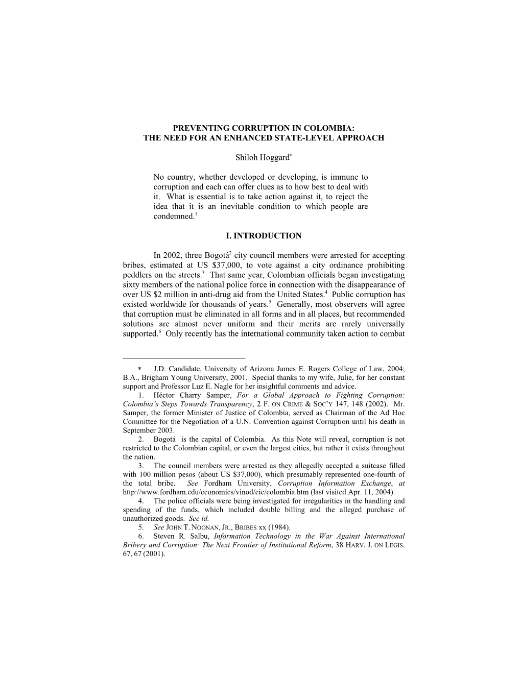 Preventing Corruption in Colombia: the Need for an Enhanced State-Level Approach