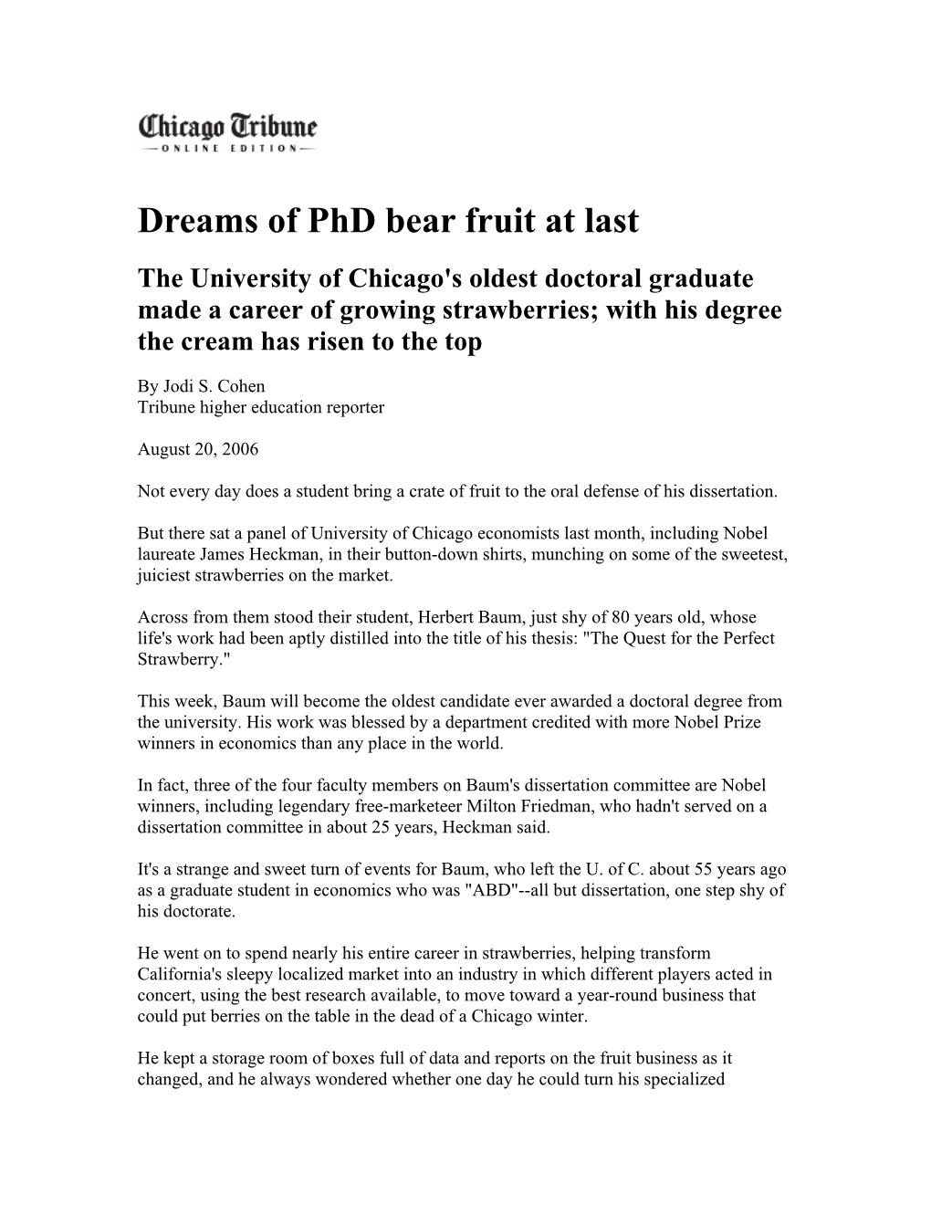 Dreams of Phd Bear Fruit at Last