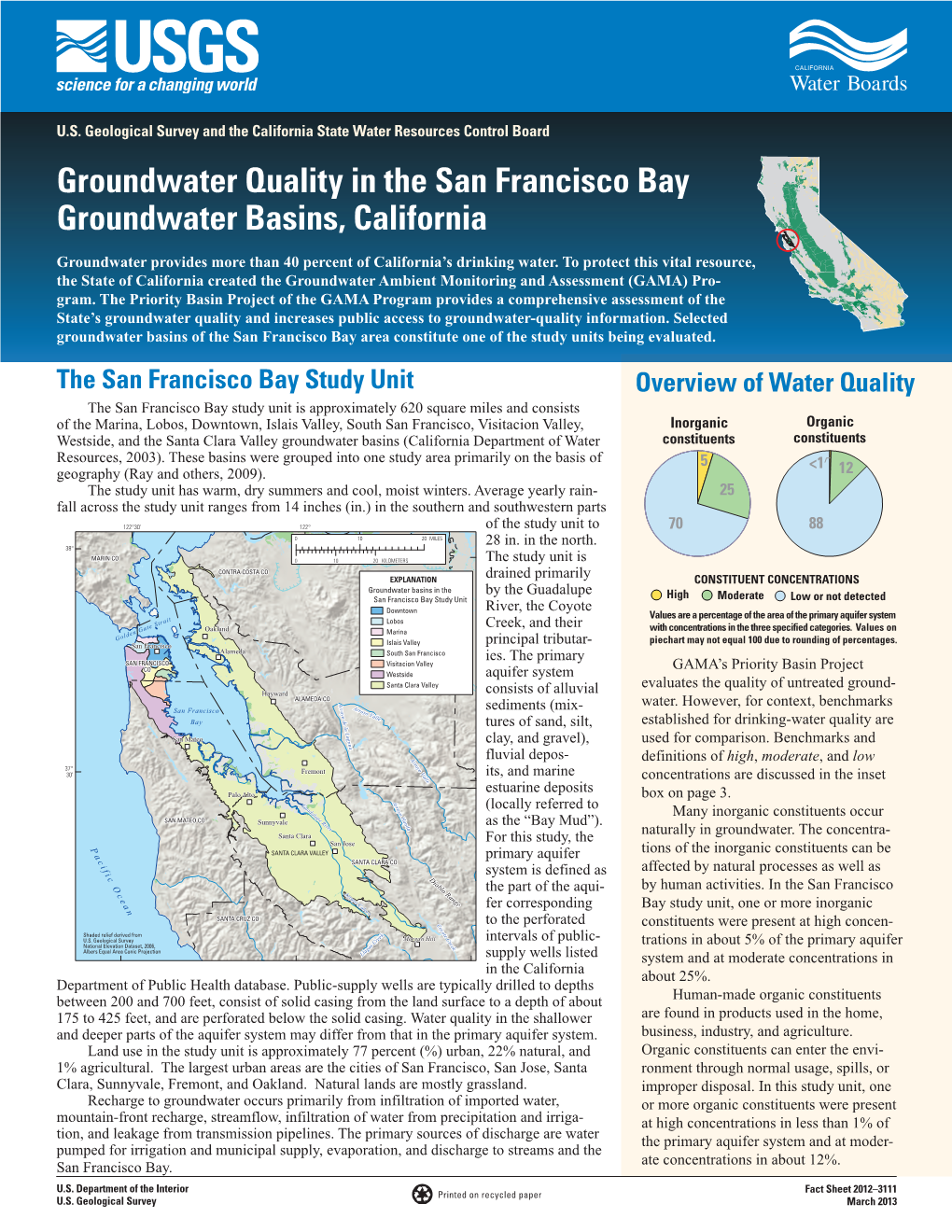 Groundwater Quality in the San Francisco Bay Groundwater Basins, California