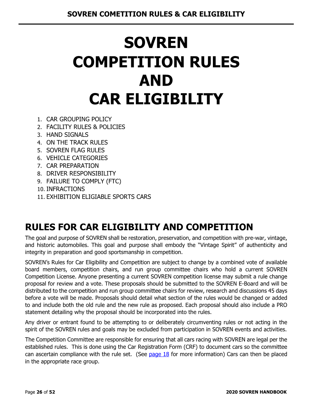 Sovren Competition Rules and Car Eligibility