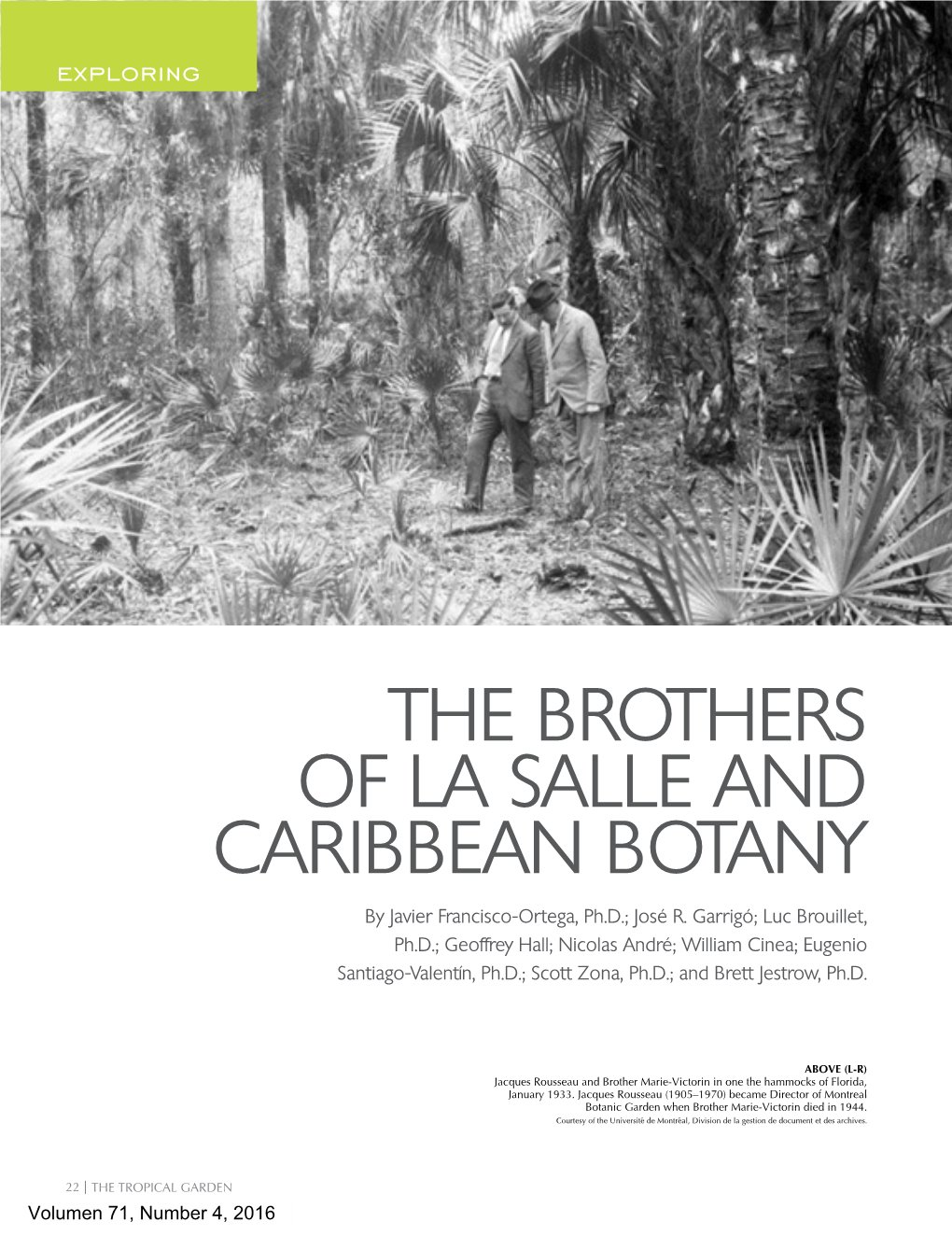 The Brothers of La Salle and Caribbean Botany by Javier Francisco-Ortega, Ph.D.; José R