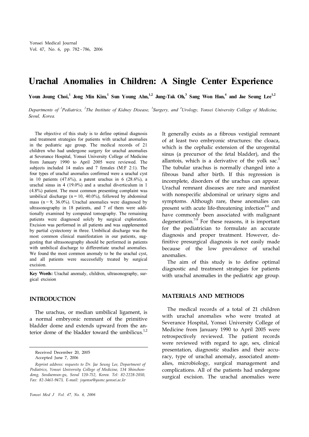 Urachal Anomalies in Children: a Single Center Experience