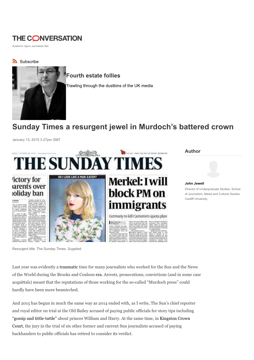 Sunday Times a Resurgent Jewel in Murdoch's Battered Crown