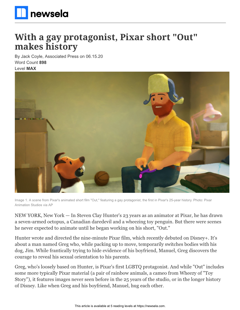 With a Gay Protagonist, Pixar Short 