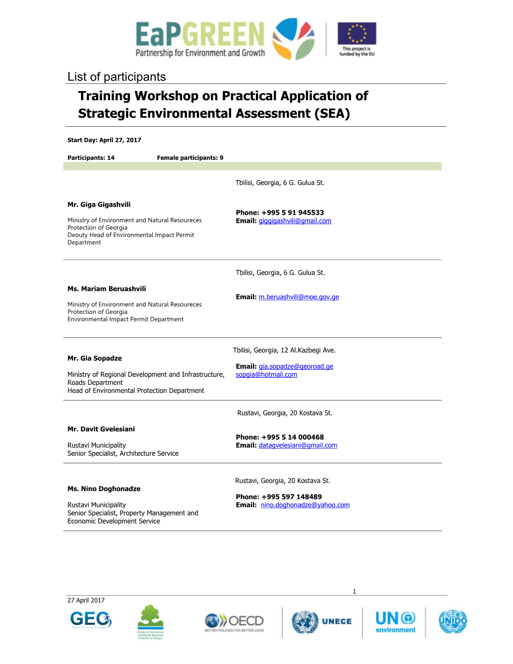 Training Workshop on Practical Application of Strategic