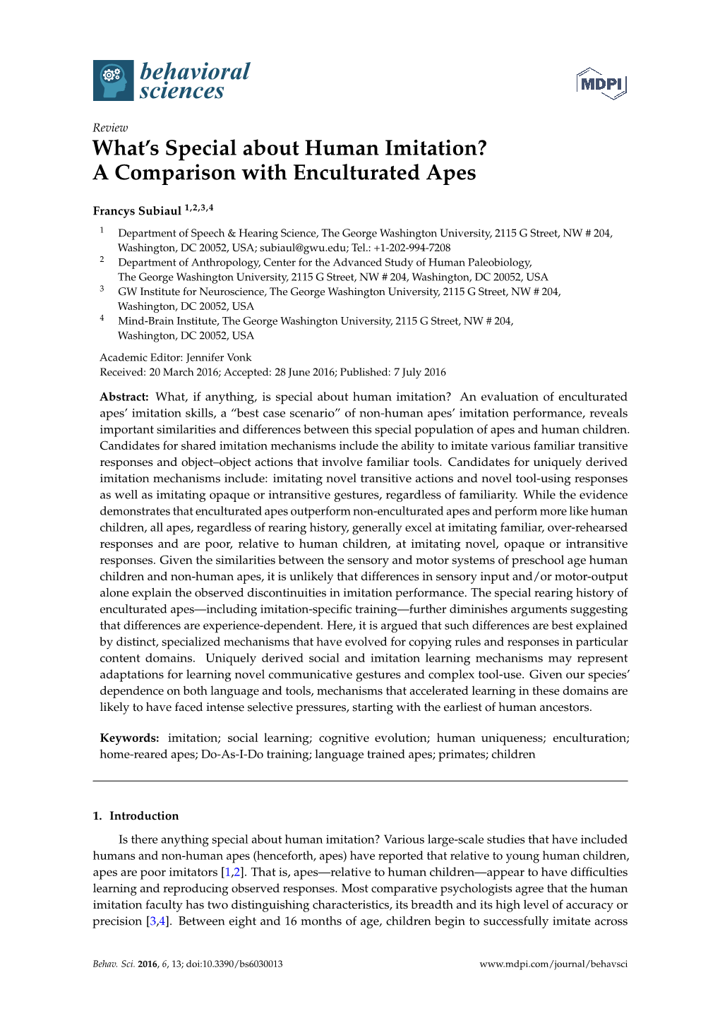 What's Special About Human Imitation? a Comparison With