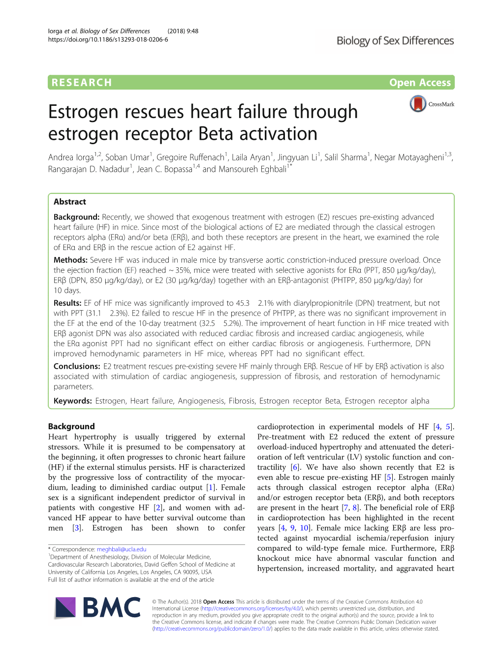 Estrogen Rescues Heart Failure Through Estrogen Receptor Beta Activation