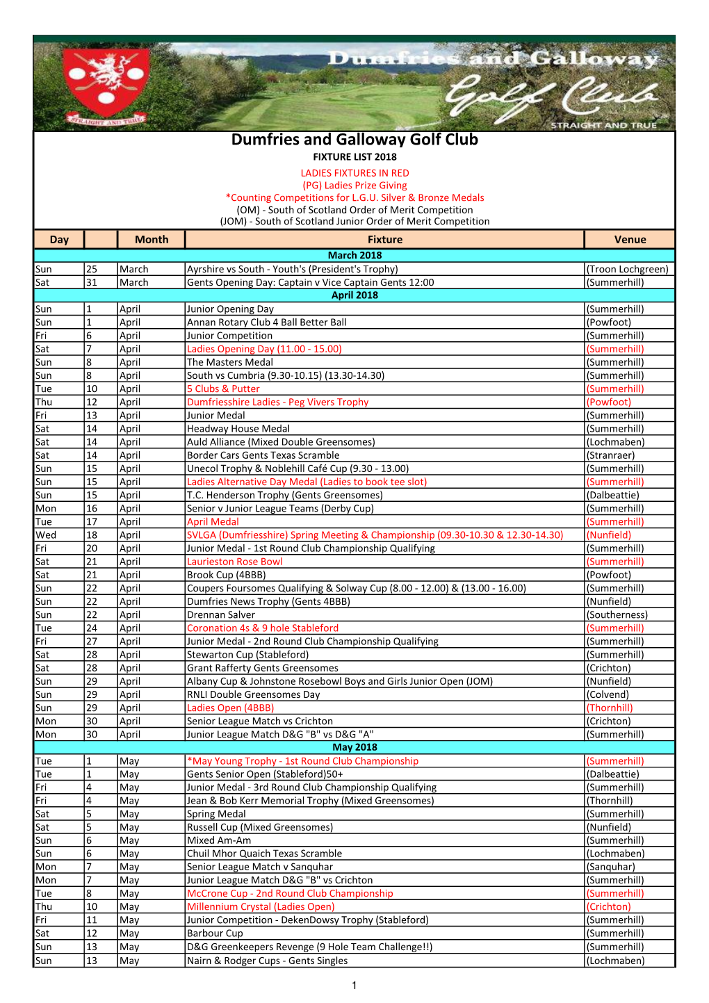 D&G Fixture List 2018 (Version 3)