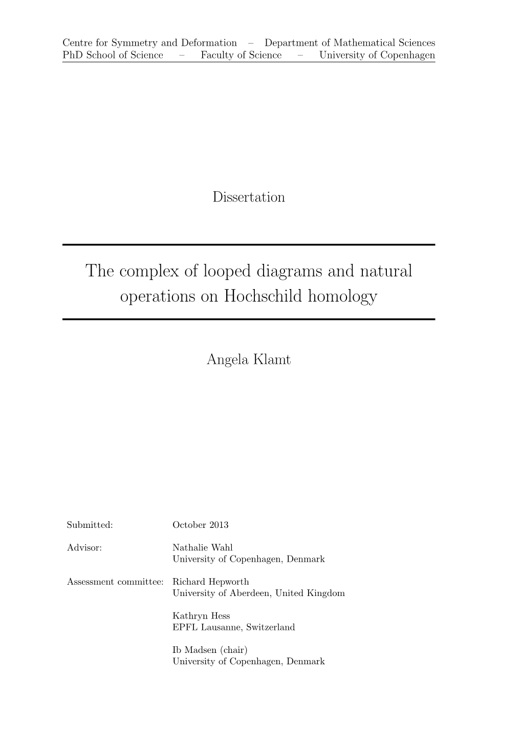 The Complex of Looped Diagrams and Natural Operations on Hochschild Homology