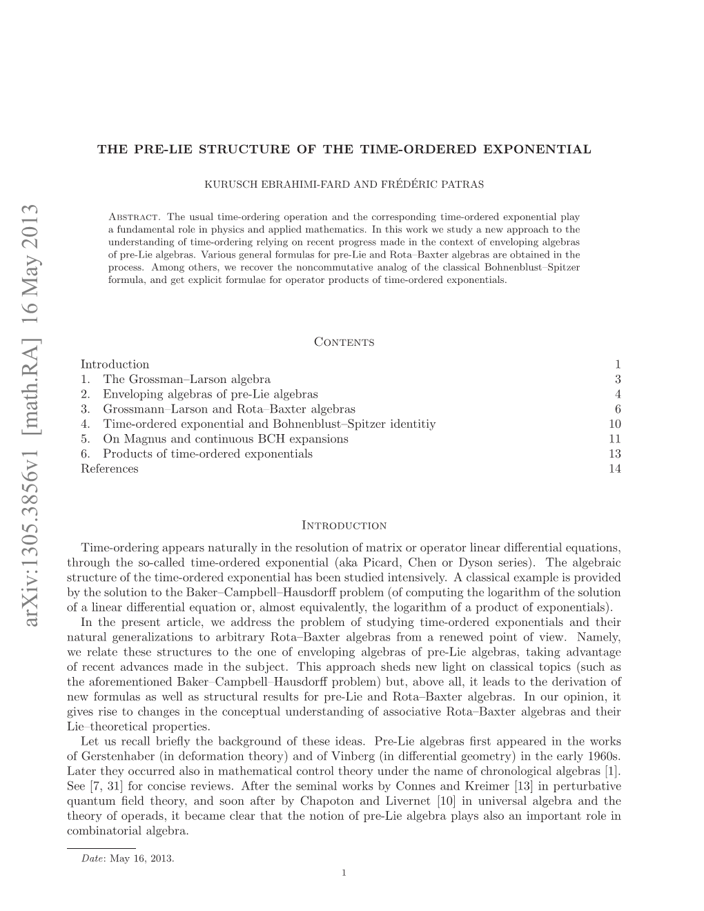 The Pre-Lie Structure of the Time-Ordered Exponential