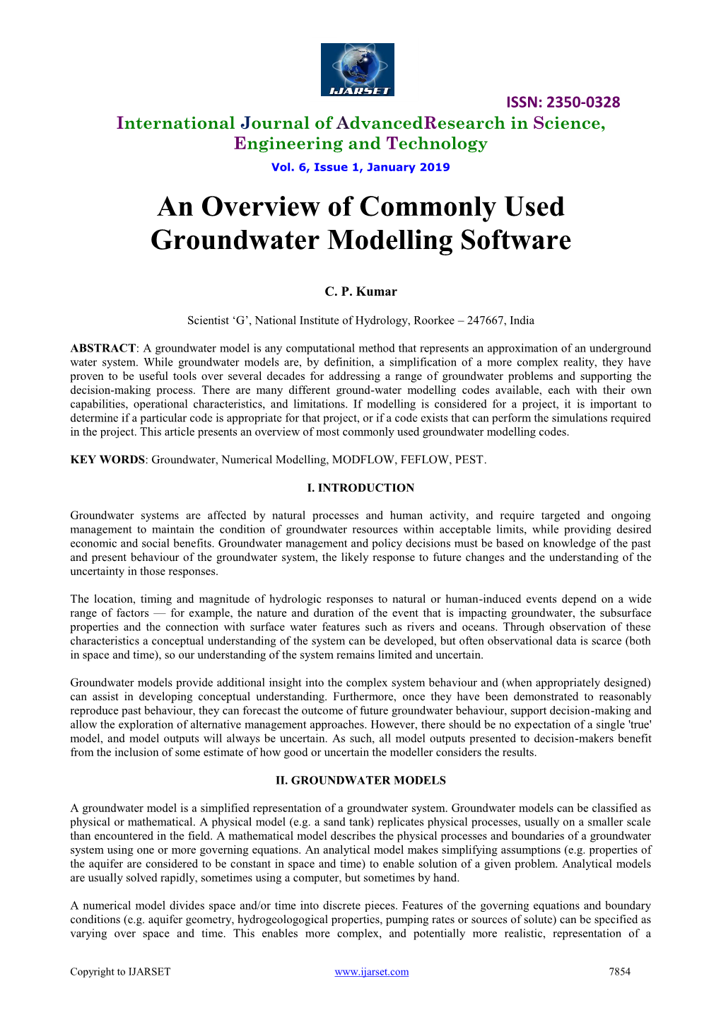 An Overview of Commonly Used Groundwater Modelling Software