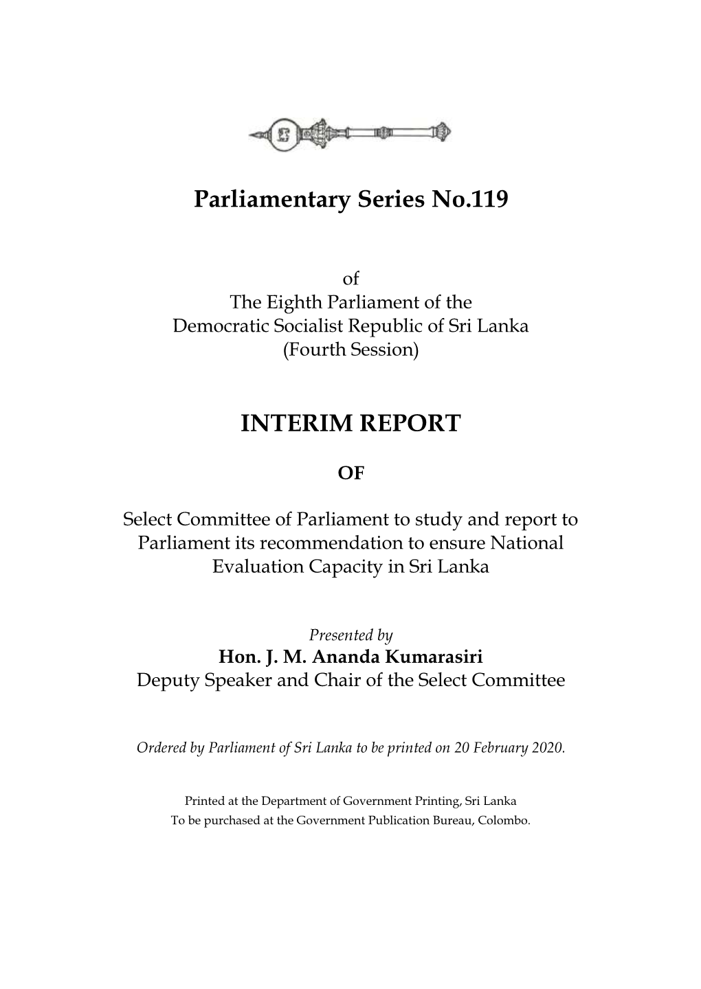 Interim Report of Select Committee Of