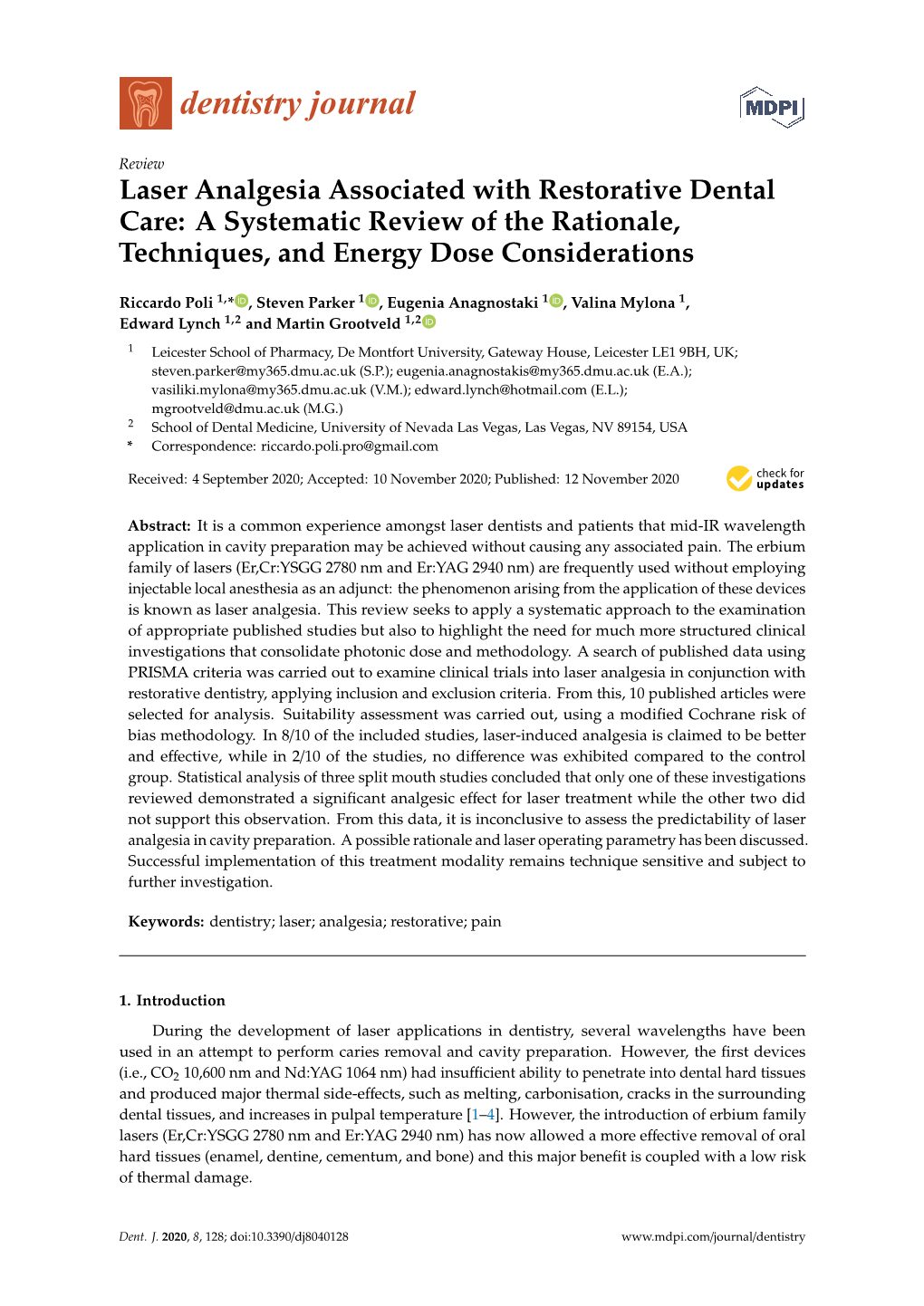 Laser Analgesia Associated with Restorative Dental Care: a Systematic Review of the Rationale, Techniques, and Energy Dose Considerations