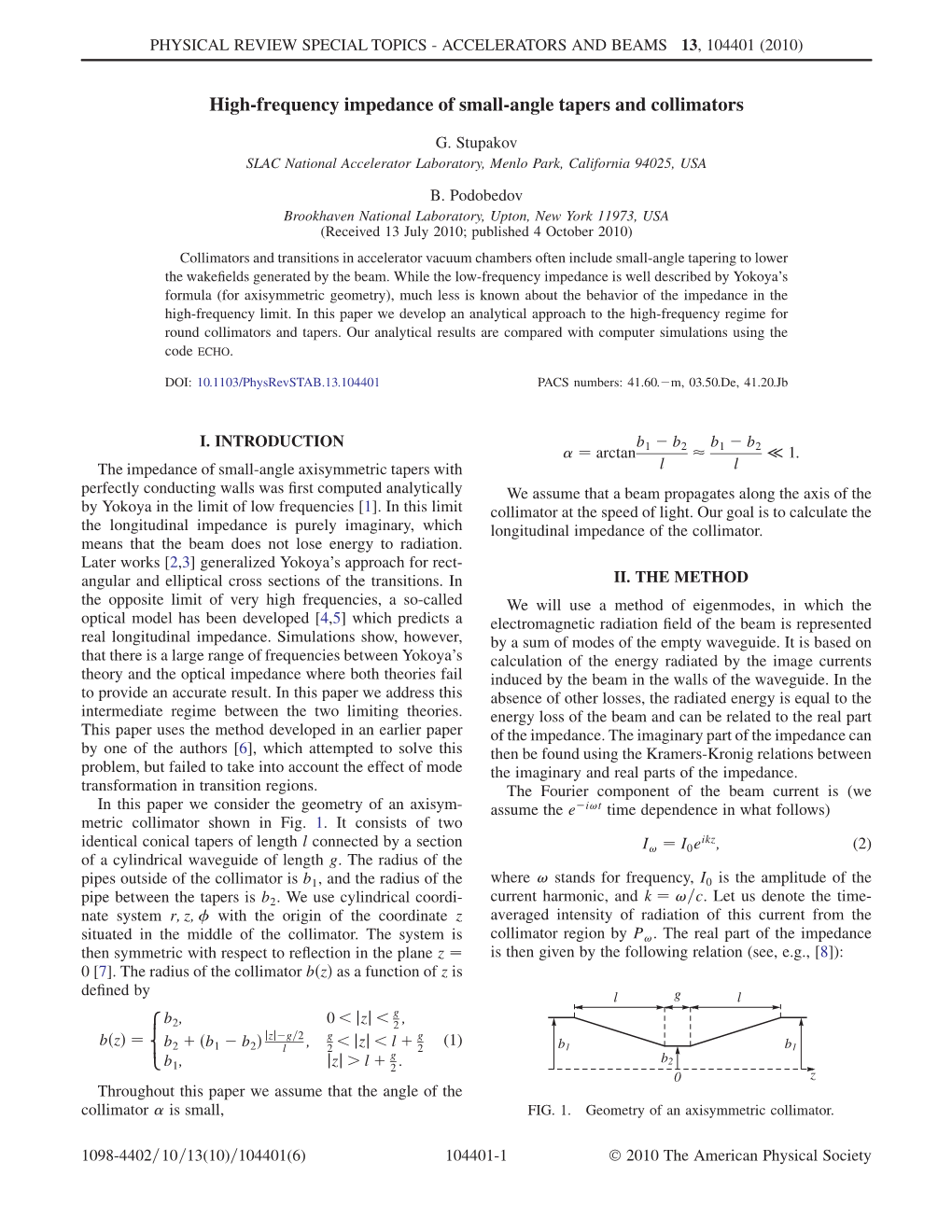 High-Frequency Impedance of Small-Angle Tapers and Collimators