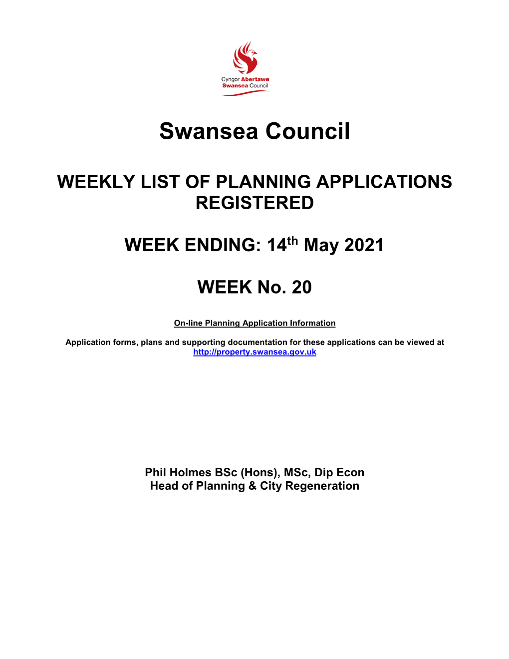 Applications for Week Ending 14 May 2021 [171KB]