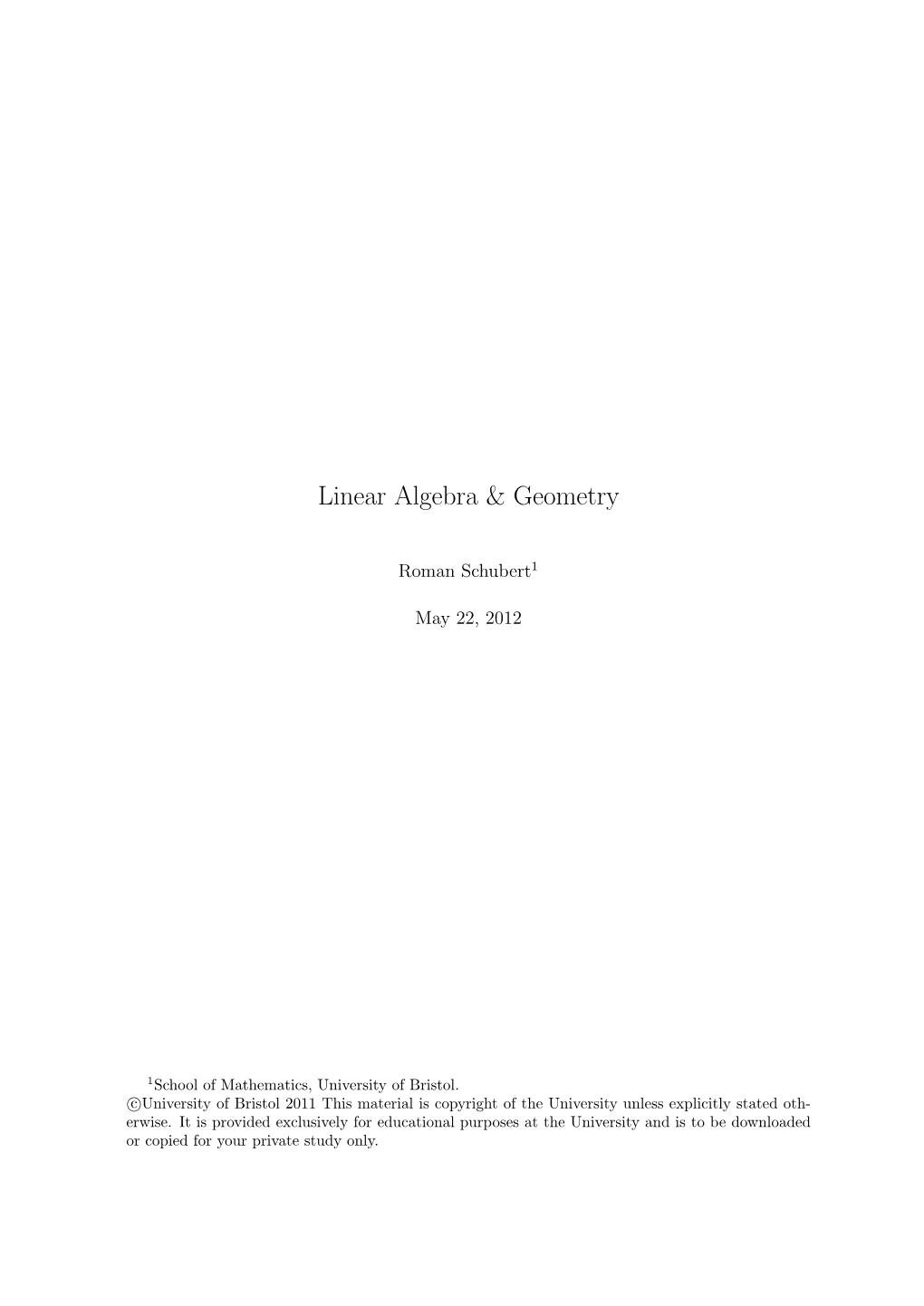 Linear Algebra & Geometry