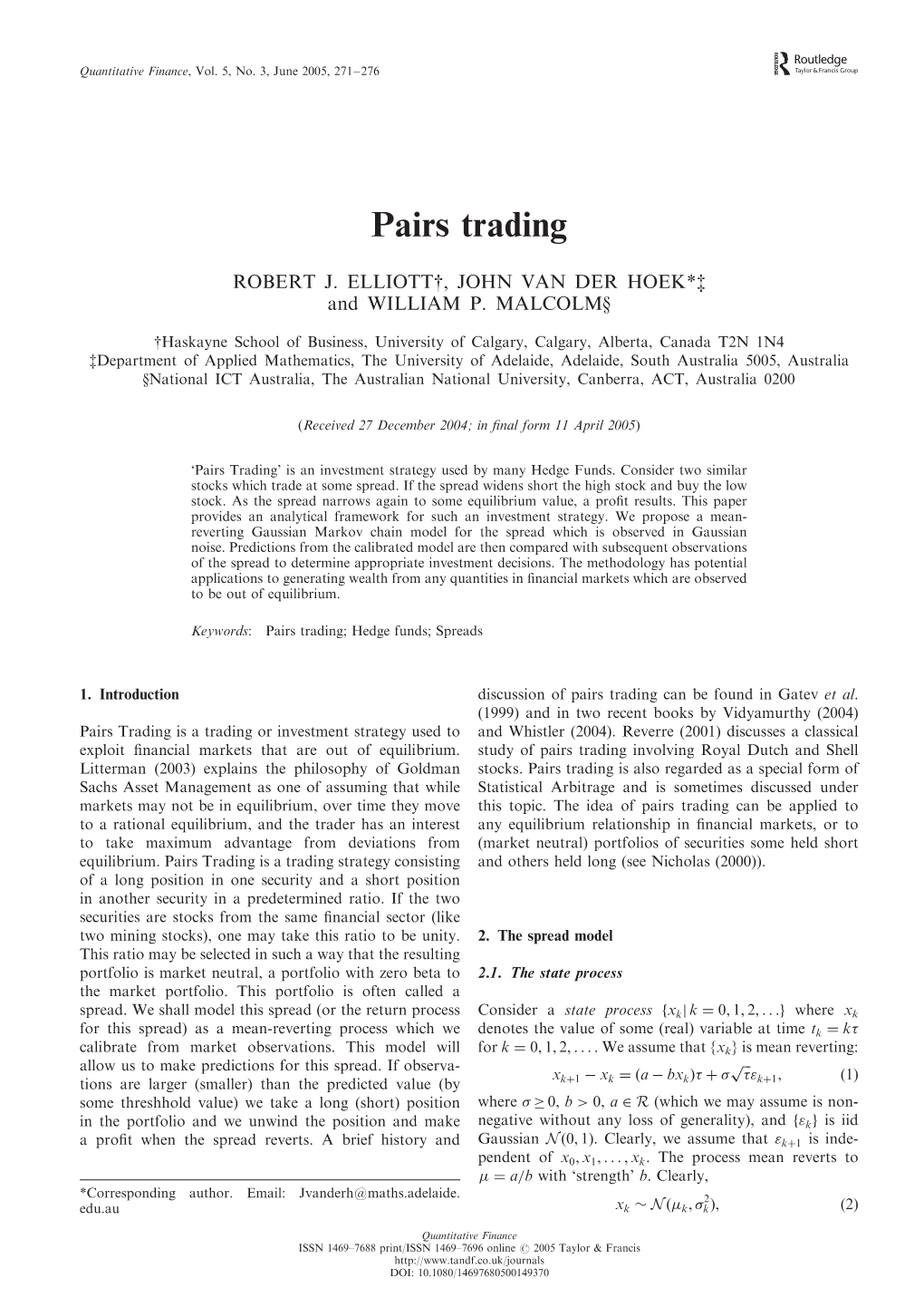 Pairs Trading