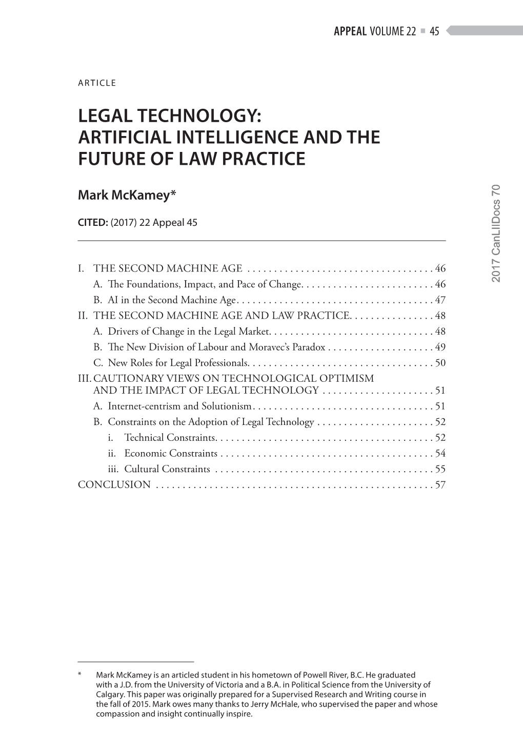 Legal Technology: Artificial Intelligence and the Future of Law Practice