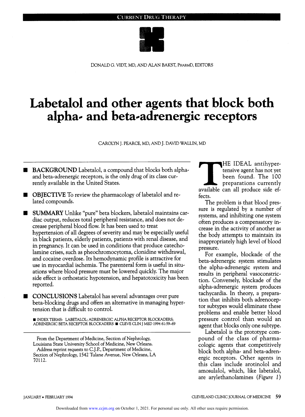 Labetalol and Other Agents That Block Both Alpha- and Beta-Adrenergic Receptors