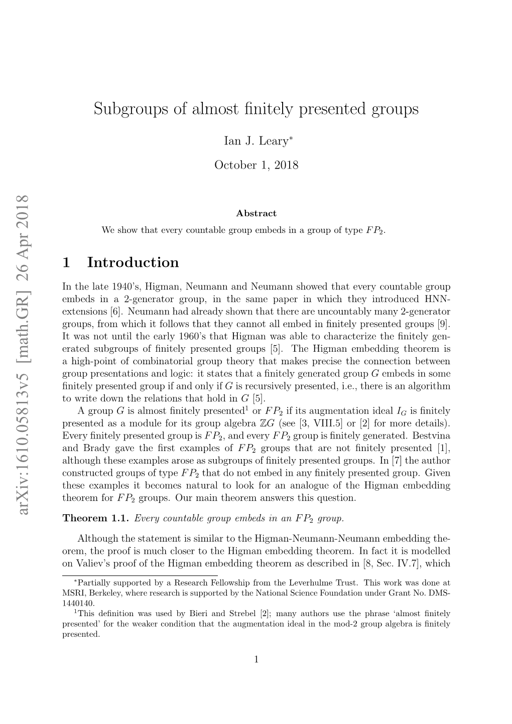 Subgroups of Almost Finitely Presented Groups