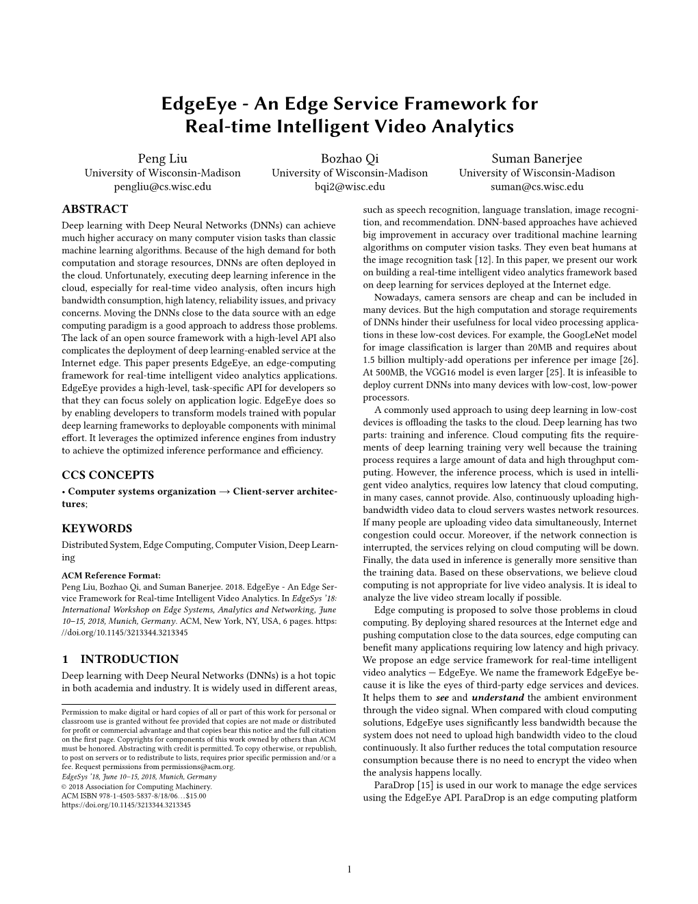 Edgeeye - an Edge Service Framework for Real-Time Intelligent Video Analytics